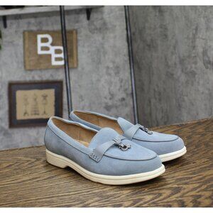 Giani Bernini Womens Lesleee Slip-On Memory Foam Loafers Light Blue Suede 6M
